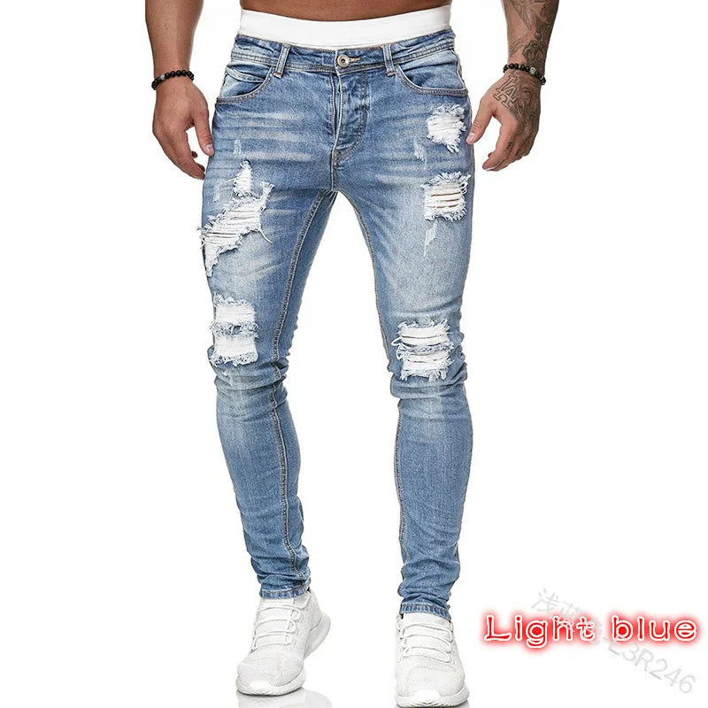 CH.KOUROSH Ripped Skinny Fit Men’s Jeans - Distressed Vintage Denim, Punk Style