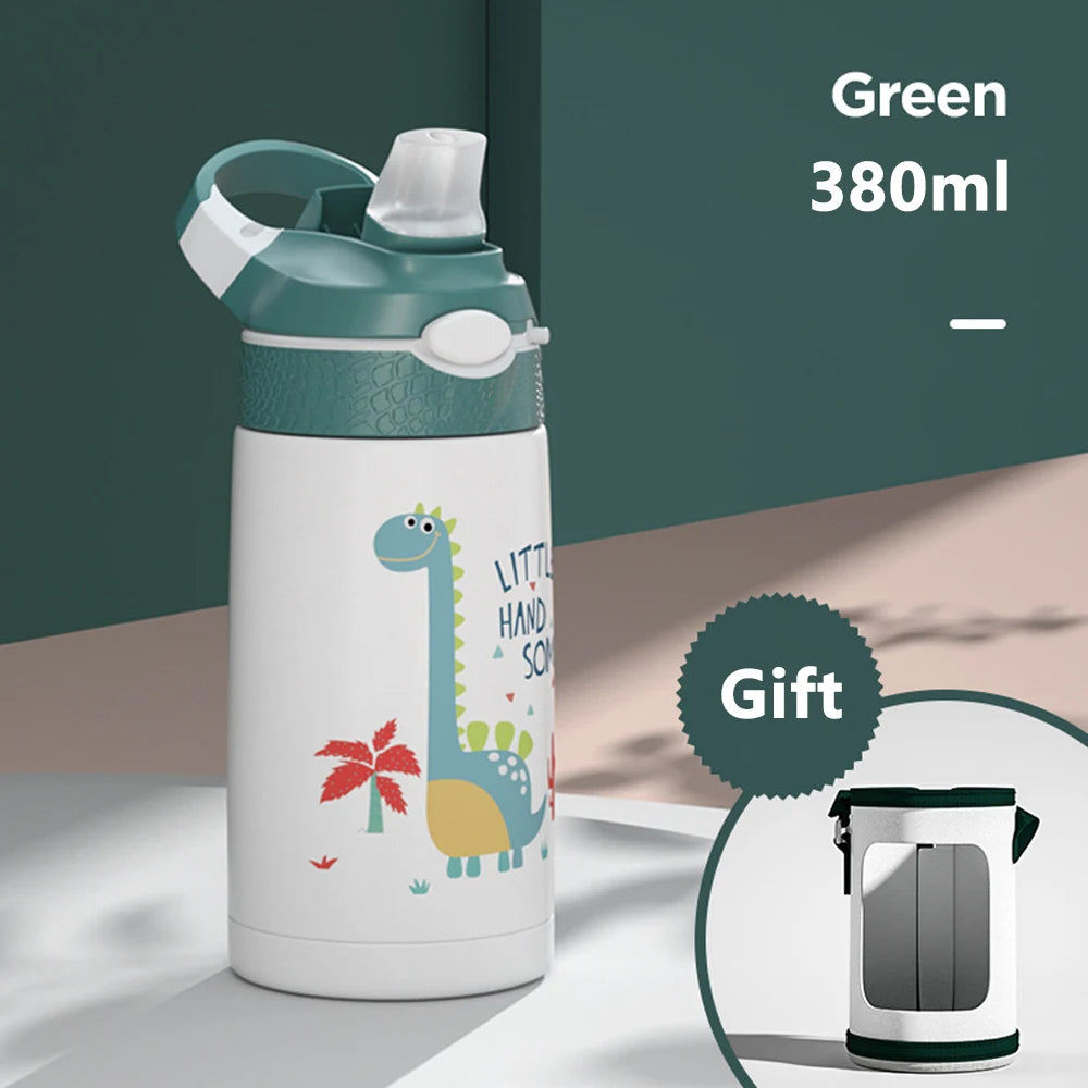 380ML Children Thermos Bottle For Boys Girls Dinosaur Kids Water Bottle 316 Stainless Steel Vacuum Flasks Tumbler Thermos Mugs