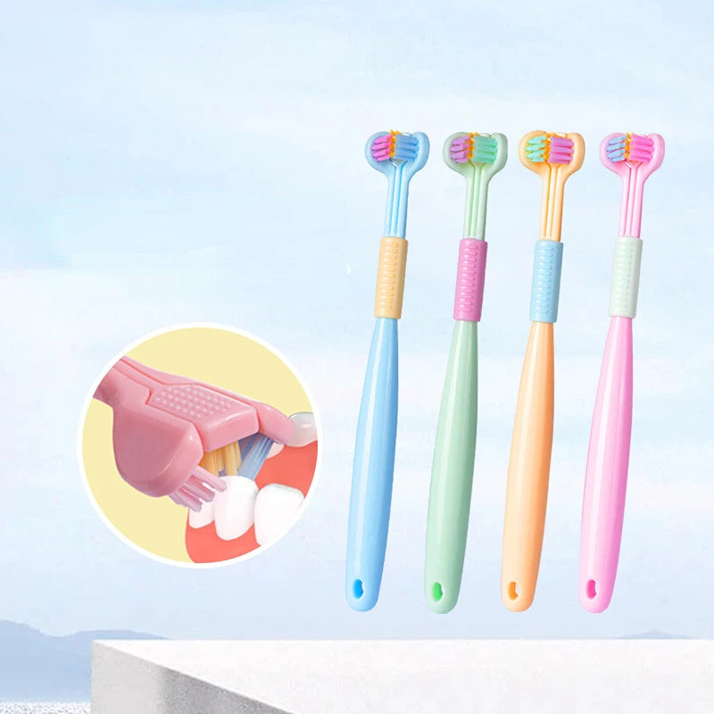 CH.KOUROSH Baby Oral Health Care Kids 360° Clean Tooth Teeth Clean Brush Three Side Candy Color Soft Toothbrush Children Dental Care 3-12Y