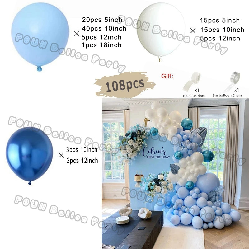 Blue Birthday Balloons Arch Kit Birthday Decorations Gold Confetti Navy Blue Baloon Boy Girl Baby Shower Wedding Baptism Decors