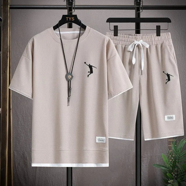 CH.KOUROSH  NewSummer New Mens Tracksuit Linen Fabric T-shirt and Shorts Two Piece Set Men Sports Suit Fashion Breathable Sets