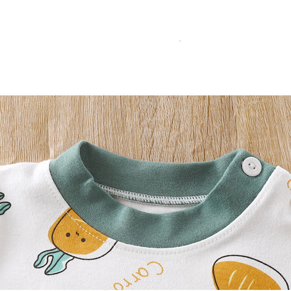 Boys Girls Pajama Sets Cartoon Print Long Sleeve Cute T-Shirt Tops with Pants Toddler Baby Spring Autumn Sleeping Clothes