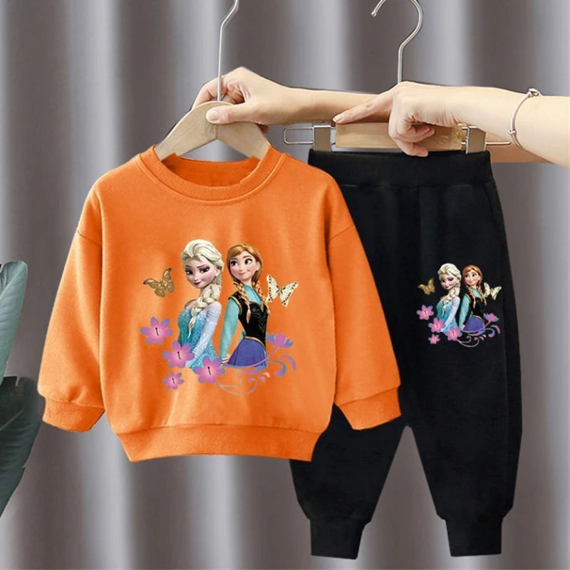 CH.KOUROSH Autumn New Elsa Princess Sweatshirt and Sweatpant 2pcs Set for Children Clothing Sets Girls Pullover Two Piece Suit Tracksuit