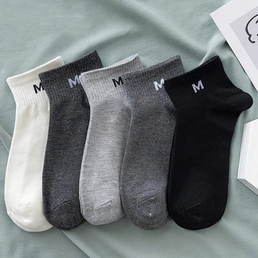 5/10/20/30 Pairs Men Short Socks Fashionable Stripes Sports Style Sweat Absorbing Breathable Soft Comfortable Casual Ankle Socks