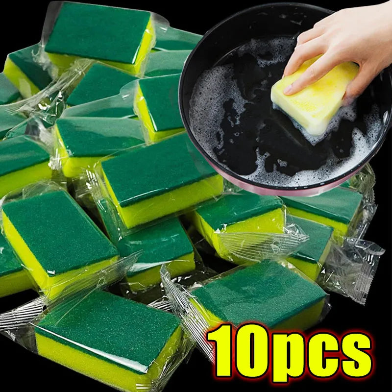 100/1Pcs Kitchen Dishwashing Soft Sponge Absorbent Clean Rub Pot Rust Scouring Pad Removing Kits Household Cleaning Brush Sponge