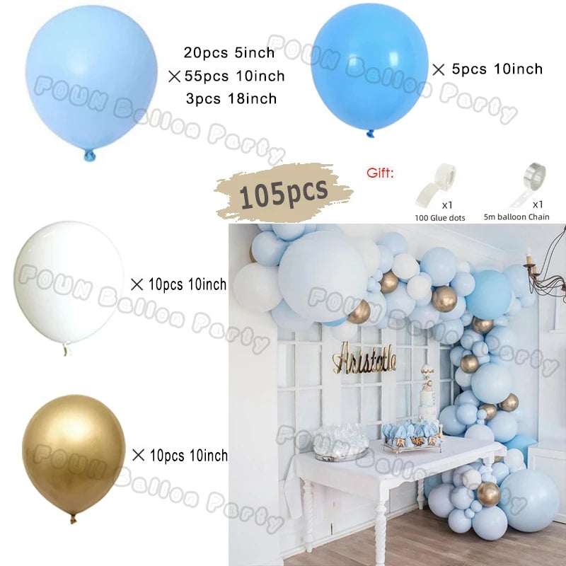 Blue Birthday Balloons Arch Kit Birthday Decorations Gold Confetti Navy Blue Baloon Boy Girl Baby Shower Wedding Baptism Decors