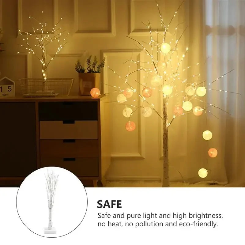 LED Birch Tree Lights White Birch Tree Lamp Christmas Tree Luminous Creative DIY Lamps New Year Warm Light Decorations for Home