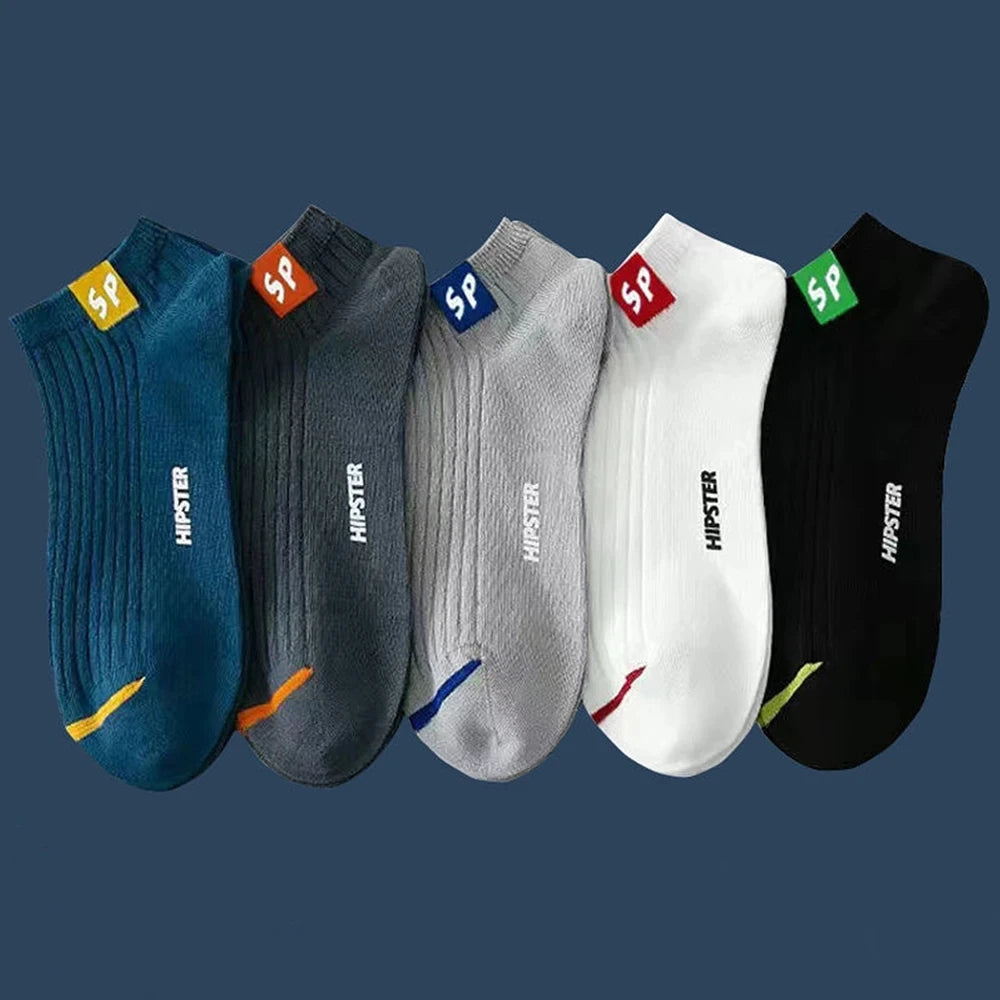 5/10/20/30 Pairs Men Short Socks Fashionable Stripes Sports Style Sweat Absorbing Breathable Soft Comfortable Casual Ankle Socks