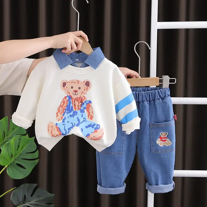 CH.KOUROSH- New Autumn Children Boys Girls Clothing Cotton Long Sleeve Cartoon Bear Suit Kids Clothes Tracksuit Kids T-Shirt Pants 2Pcs/set