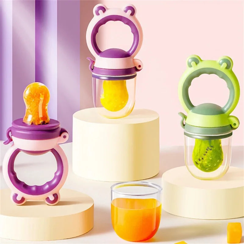 CH.KOUROSH Baby Fresh Food Feeder Silicone Fruit Feeding Nibbler Kids Boy Girl Frog Design Safe Infant Baby Supplies Nipple Soother Bottles