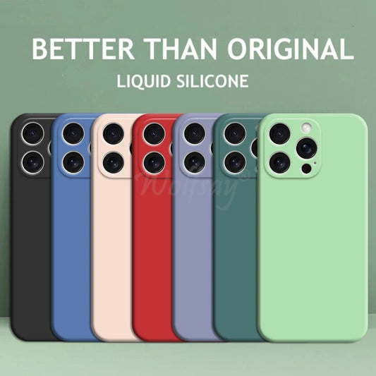 For iPhone 16 Pro Max Case Liquid Silicone Original Plain Rubber TPU Protect Case For iPhone 16 15 Pro Max Cover TPU Shockproof