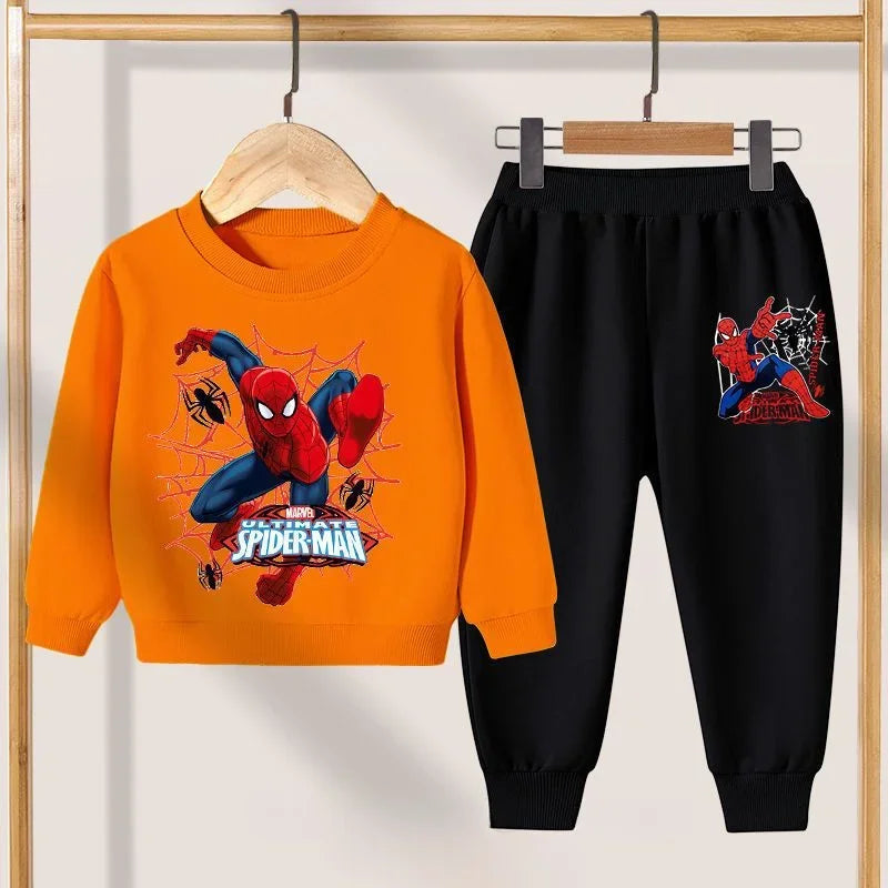 CH.KOUROSH- Disney Casual Sweatshirts Boys Toddler Cartoon Clothing New Crewneck Spiderman Print Pullovers Pants 2pcs Long Sleeve Tracksuits