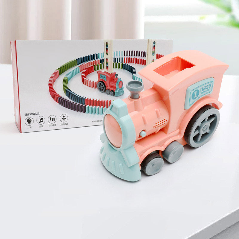 CH.KOUROSH- Domino Train Toys Baby Toys Car Puzzle Automatic Release Licensing Electric Building Blocks Train Toy