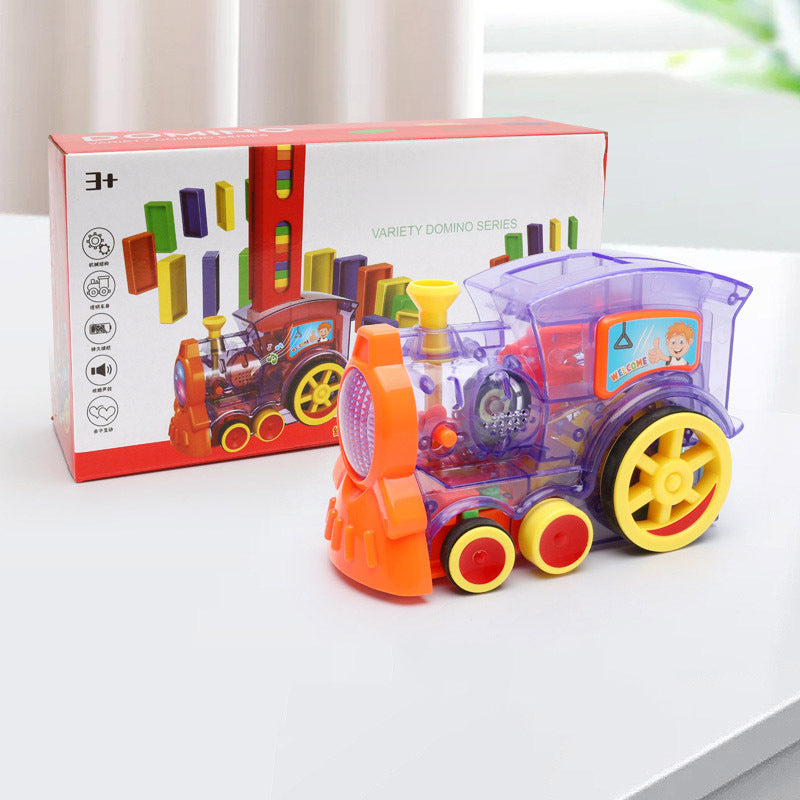 CH.KOUROSH- Domino Train Toys Baby Toys Car Puzzle Automatic Release Licensing Electric Building Blocks Train Toy