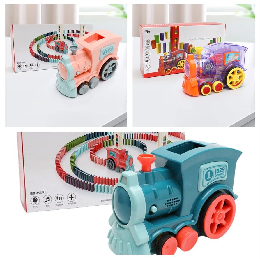 CH.KOUROSH- Domino Train Toys Baby Toys Car Puzzle Automatic Release Licensing Electric Building Blocks Train Toy