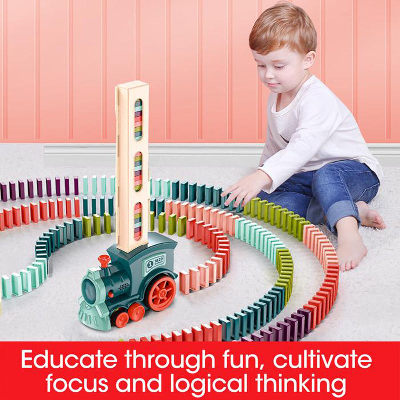 CH.KOUROSH- Domino Train Toys Baby Toys Car Puzzle Automatic Release Licensing Electric Building Blocks Train Toy