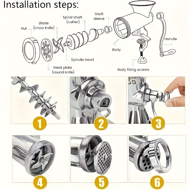 Manual Meat Grinder Stainless Steel - Multifunction Kitchen Tool for Food Processing